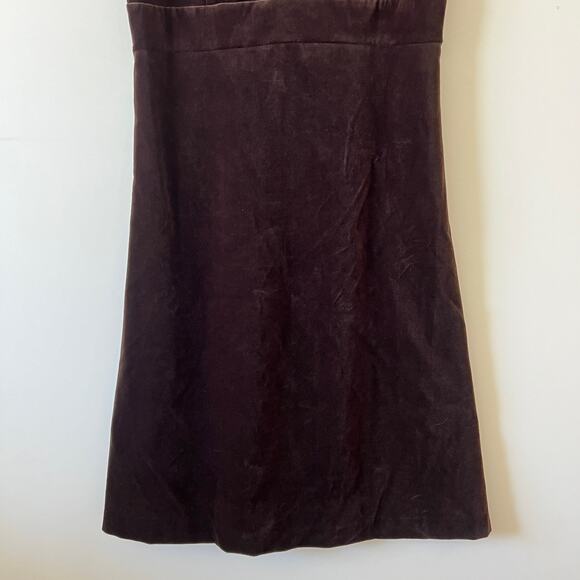 J Crew Chocolate Brown Velvet V Neck Fit Flare Empire Waist Midi Dress Women 12 - Picture 3 of 11